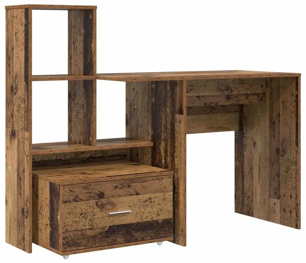 Asztal fiókkal polcokkal Régi fa 131.5 x 50 x 106.5 cm Faanyag