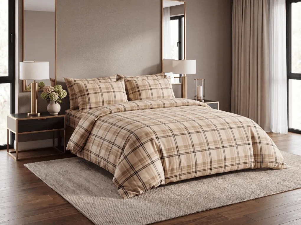 Mikroplüss ágyneműhuzat PLAID krémszínű Ágyneműhuzat mérete: 70 x 90 cm | 140 x 200 cm