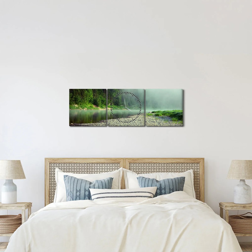 Kép - Folyó az erdőben (órával) (90x30 cm)