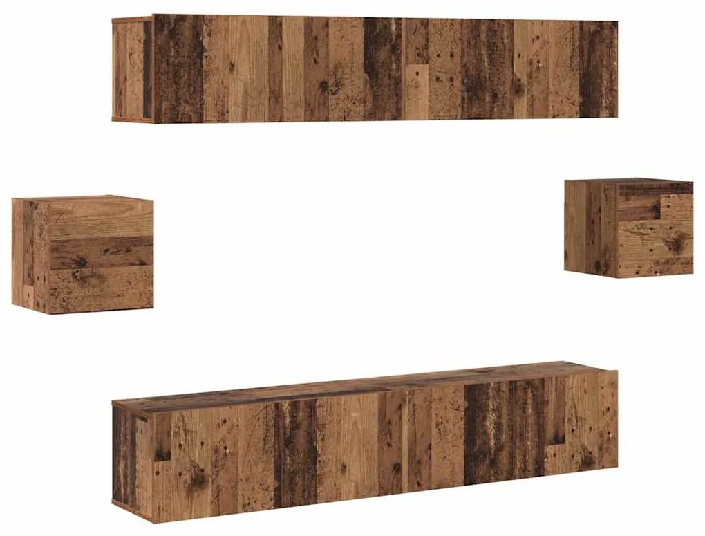 TV szekrény garnitúra 6 pcs Régi fa 80 x 30 x 30 cm faszínű