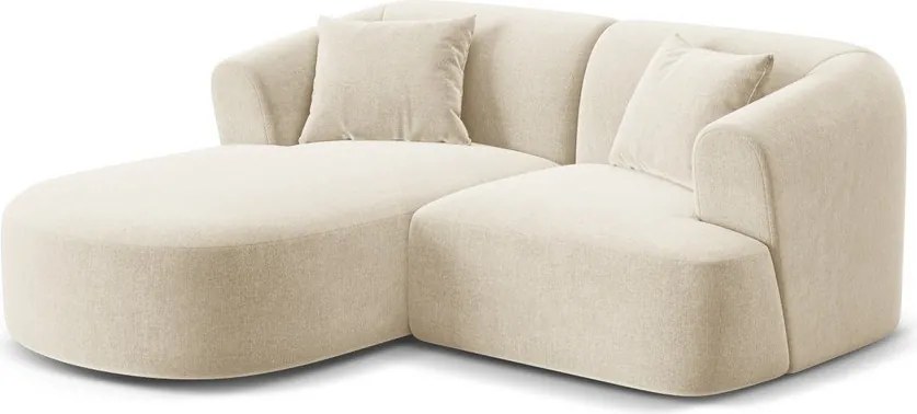 Bézs bársony sarokkanapé (bal oldali-heverő résszel) Campi – Cosmopolitan Design
