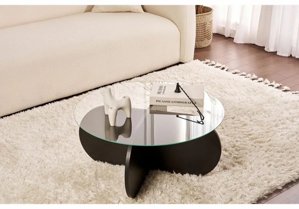 Aeris Black dohányzóasztal sötét üveggel