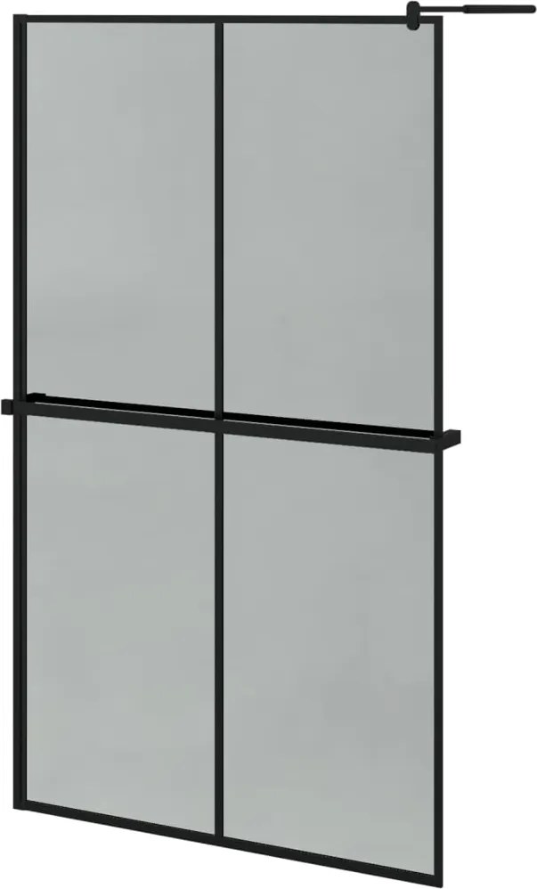 vidaXL fekete ESG üveg és alumínium zuhanyfal polccal 118 x 190 cm