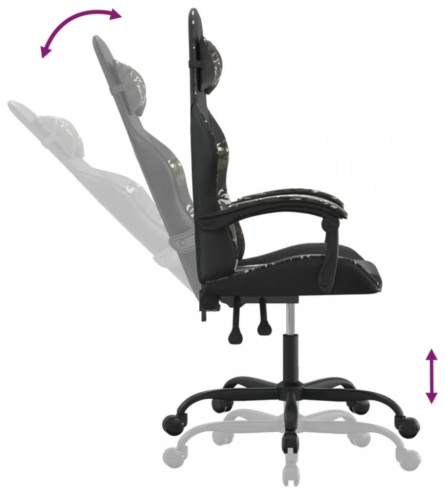 vidaXL fekete és terepszínű műbőr forgó játékszék