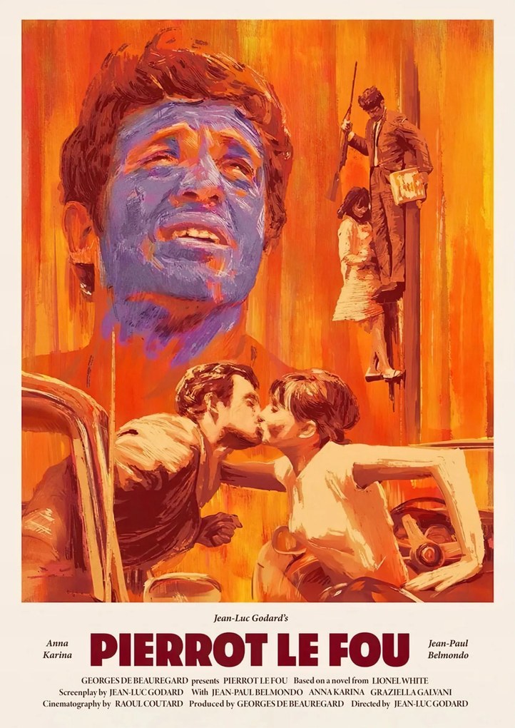 Poszter Pierrot le fou 1965 Őrült Péter Jean-Luc Godard
