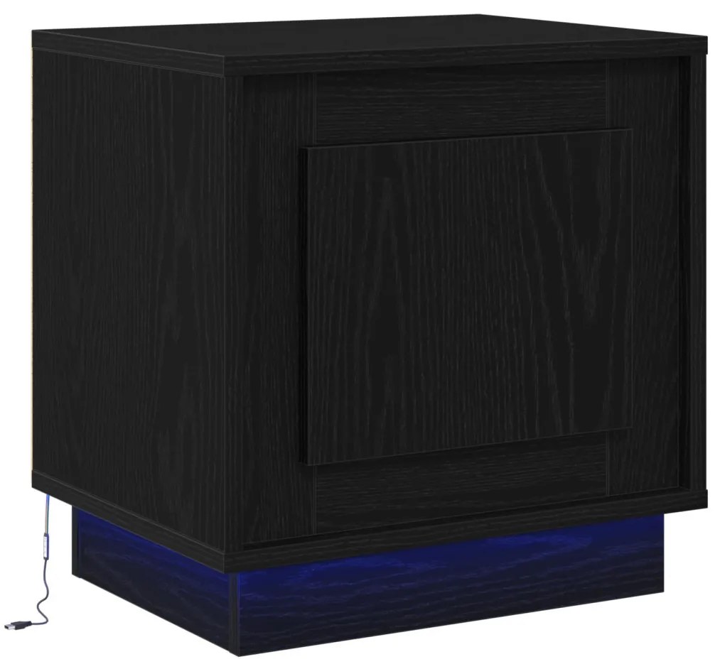 Éjjeli szekrény LED világítással 2 db Fekete tölgy 44x34,5x45 cm