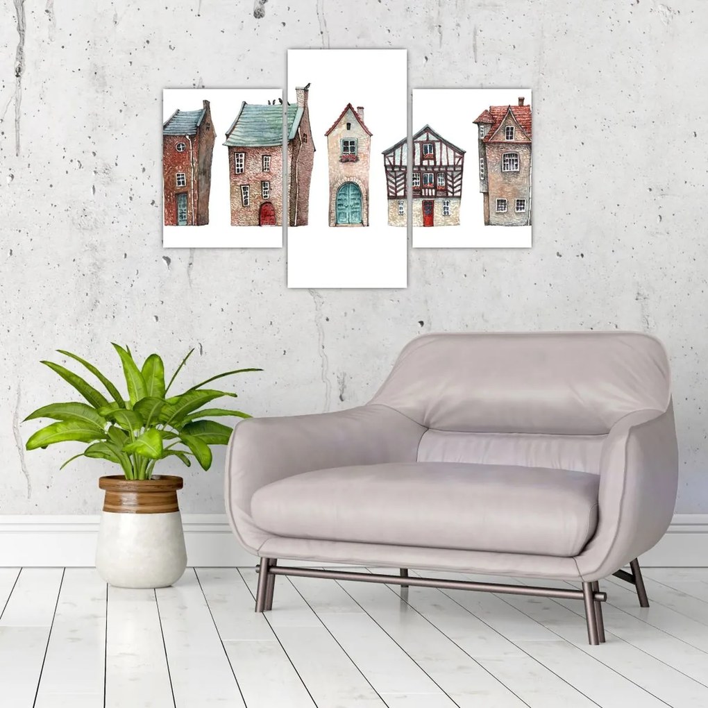 Kép - Akvarell házak (90x60 cm)