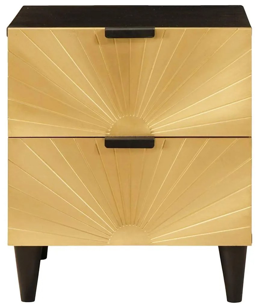 Éjjeli asztal fiókkal 2 pcs Fekete és Arany 40 x 33.5 x 46 cm