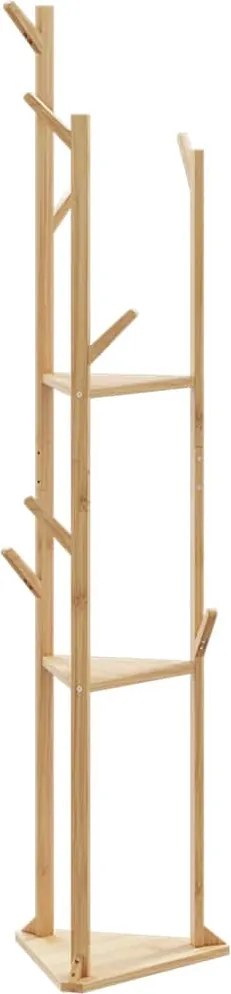 vidaXL kabátállvány kampókkal és polcokkal bambusz 39x33x166cm bambusz