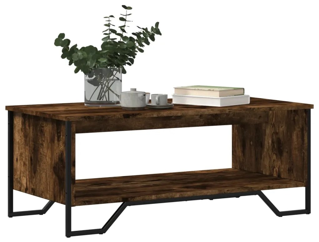Füstös tölgy színű szerelt fa dohányzóasztal 100 x 51 x 40 cm