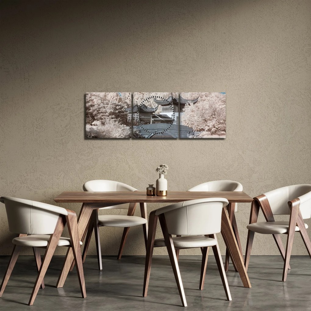 Kép - Virágzó fák Ázsiában (órával) (90x30 cm)