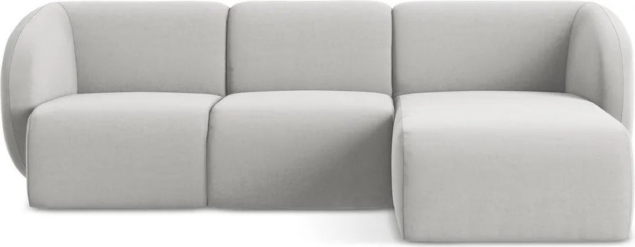 Világosszürke bársony sarokkanapé (jobb oldali-heverő résszel) Lani – Makamii