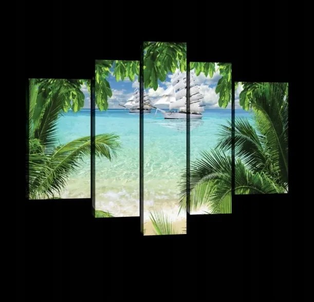 Vászonkép 170x100 Trópusok tengerpart óceán tenger pálmafák kék türkiz paradicsom pihenés