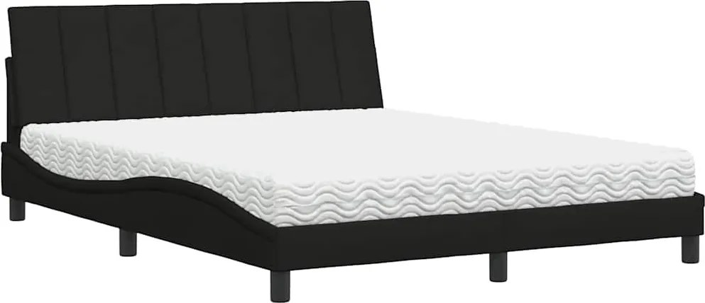 vidaXL ágy matraccal Hanko Fekete 160x200 cm szövet