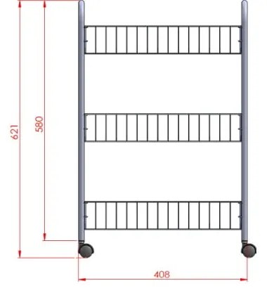 Lugano gurulós állvány, 3 db polccal - Metaltex