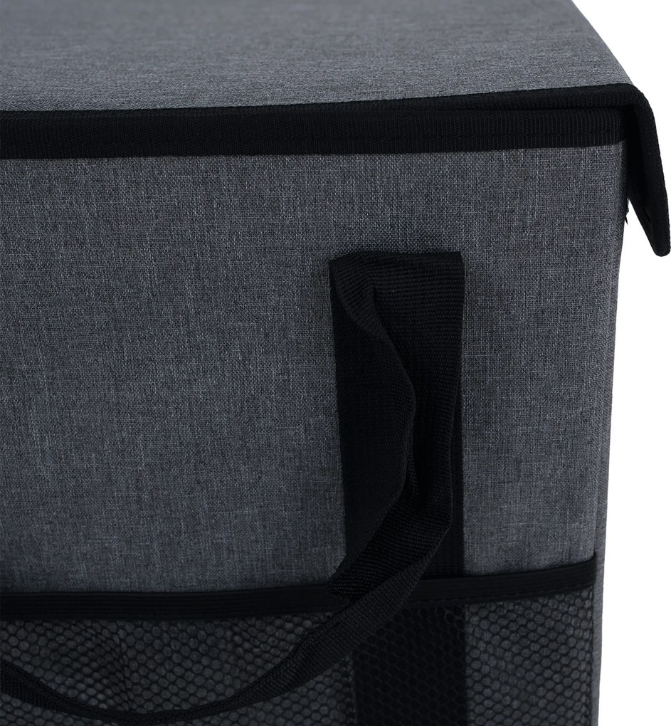 Összecsukható tároló doboz, szürke/fekete, DETER