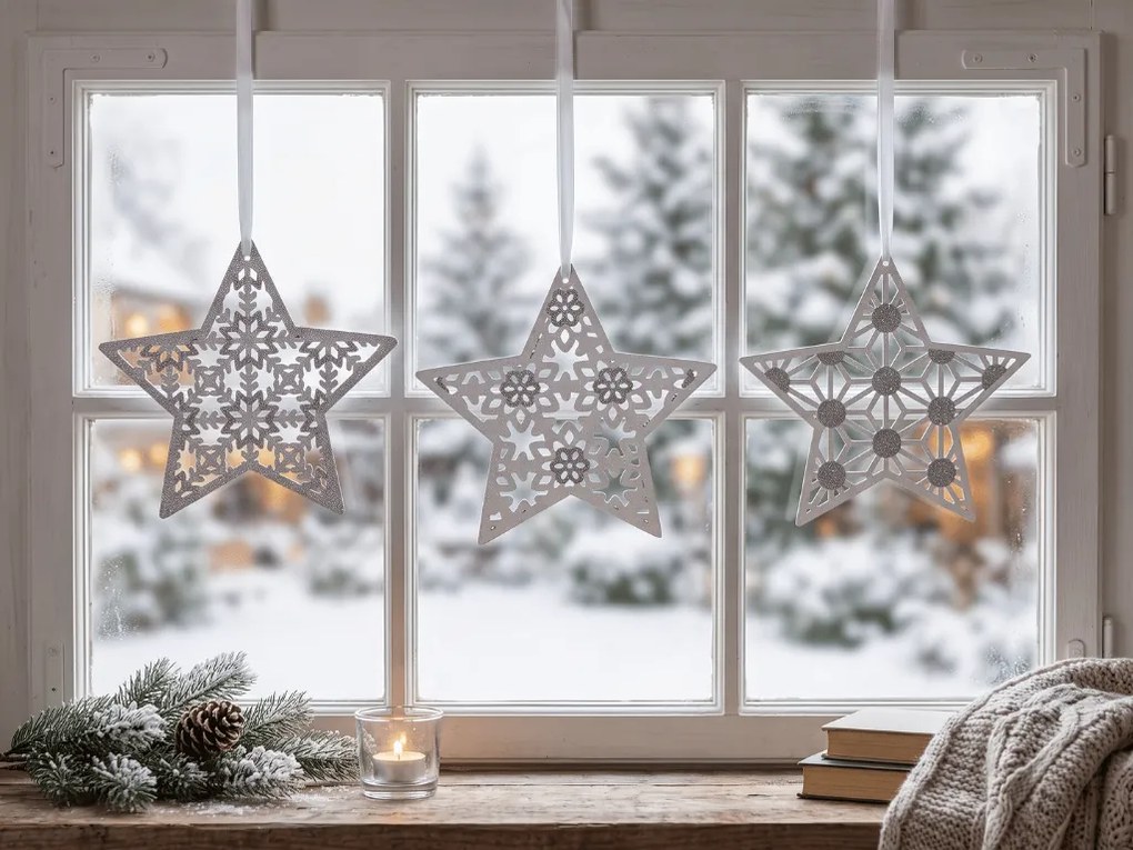Karácsonyi függő csillag GLITTER STAR 22 cm, fehér