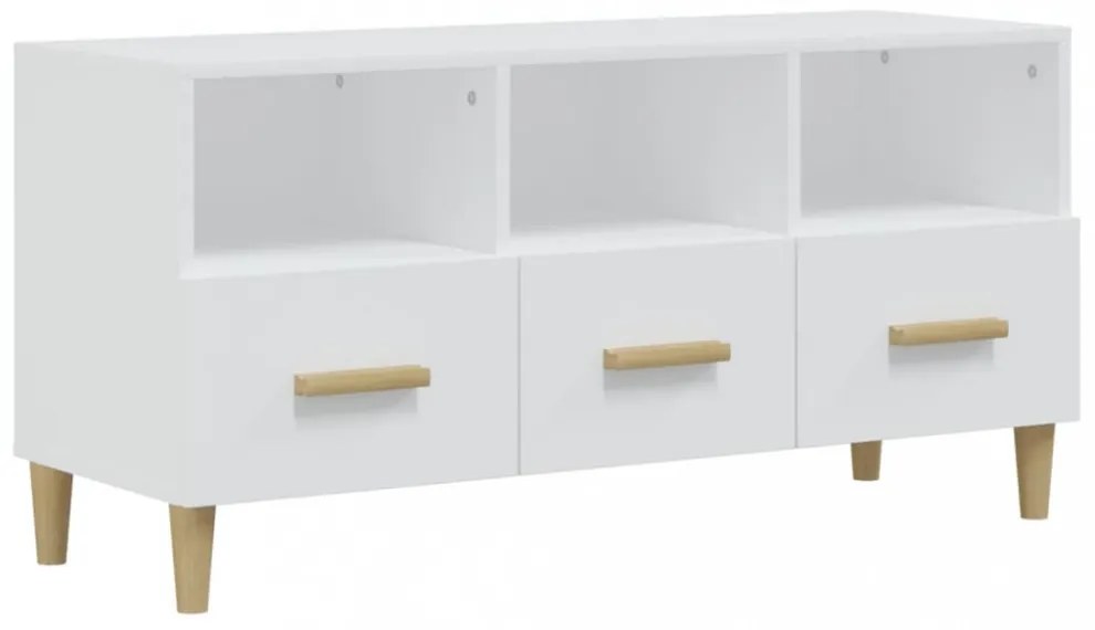 fehér magasfényű szerelt fa TV-szekrény 102x36x50 cm