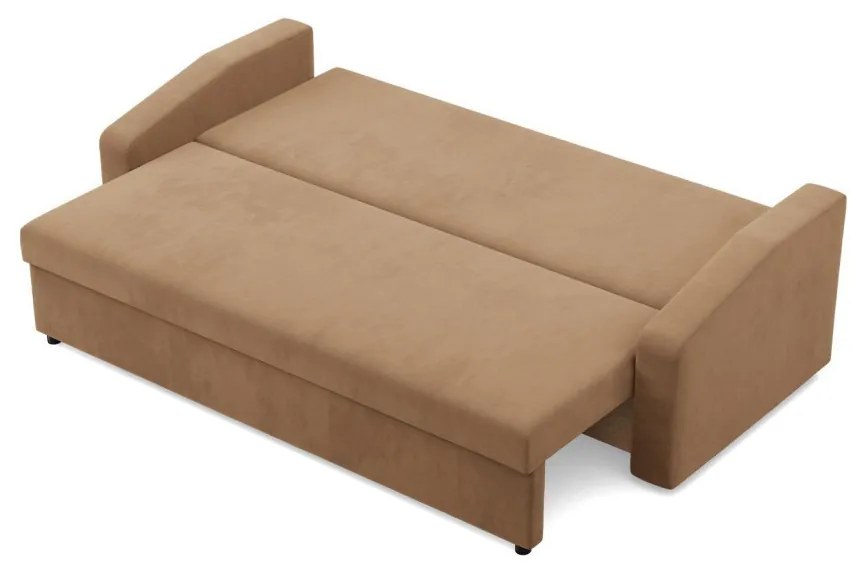 Zeus kanapéágy, szövet anyag, hab töltet, döntött kartámasz, barna