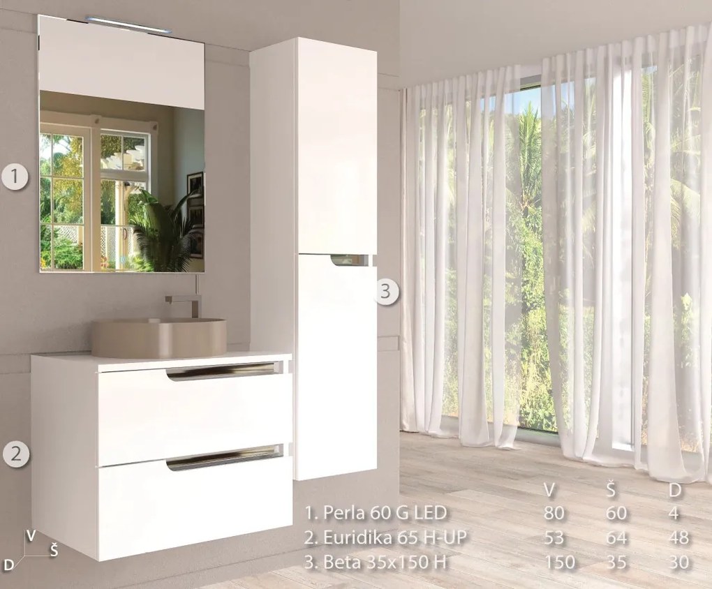 Piramida PERLA 60 G fürdőszobai tükör LED világítással - érintőkapcsolóval - 60 x 80 x 4 cm