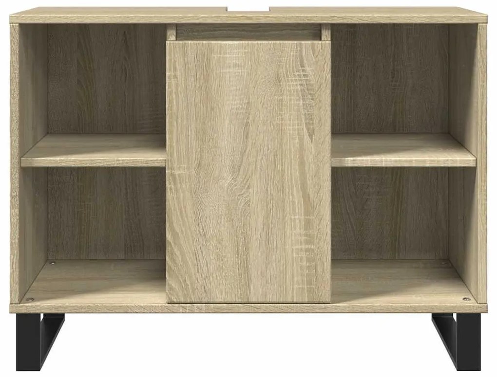 Sonoma tölgy színű szerelt fa mosdószekrény 80 x 33 x 60 cm