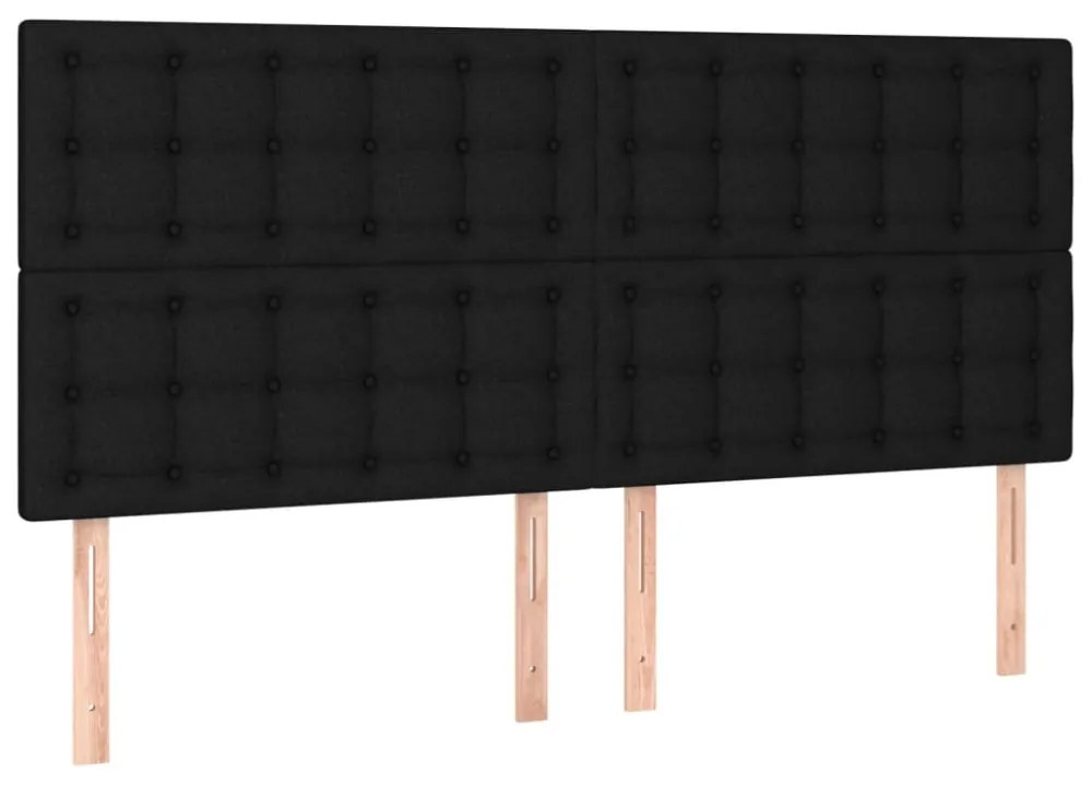 fekete szövet rugós és LED-es ágy matraccal 160x200 cm