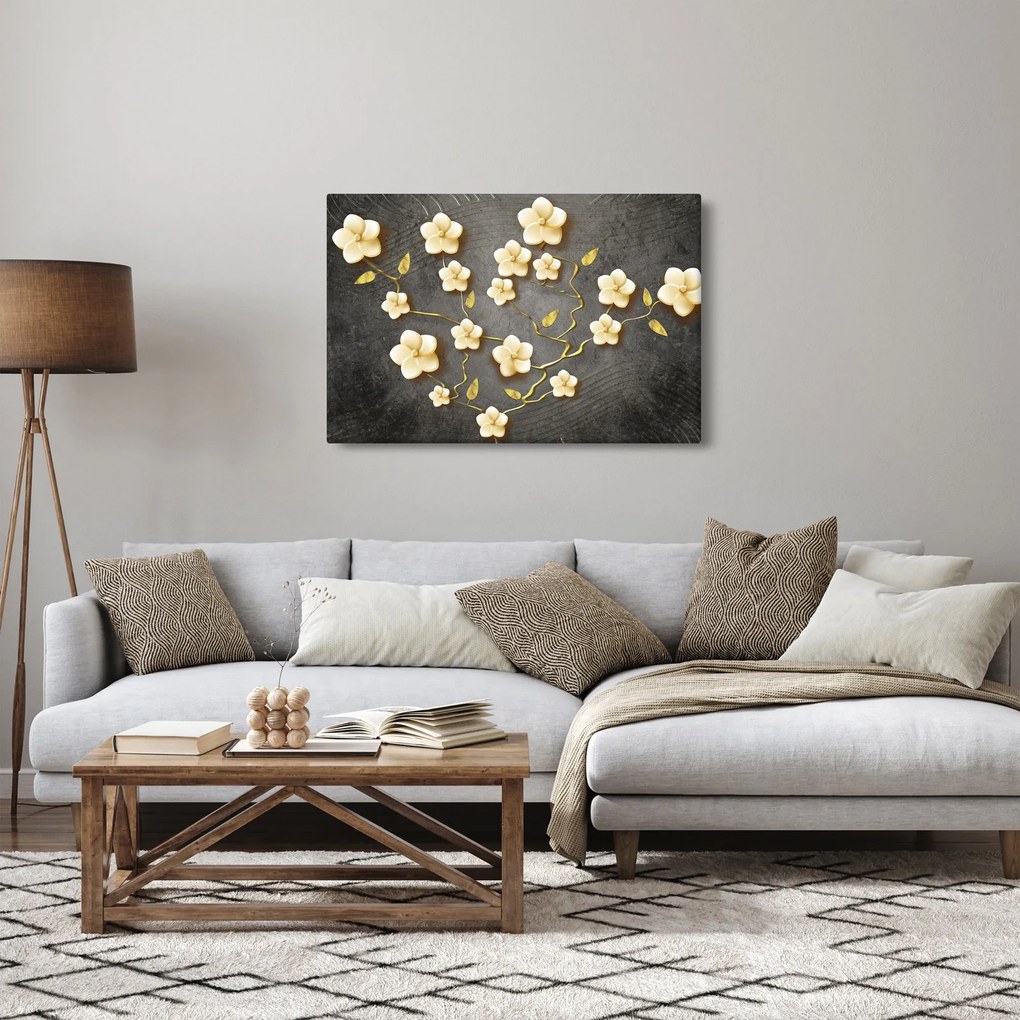 Kép - Aranybokor fekete háttéren (90x60 cm)