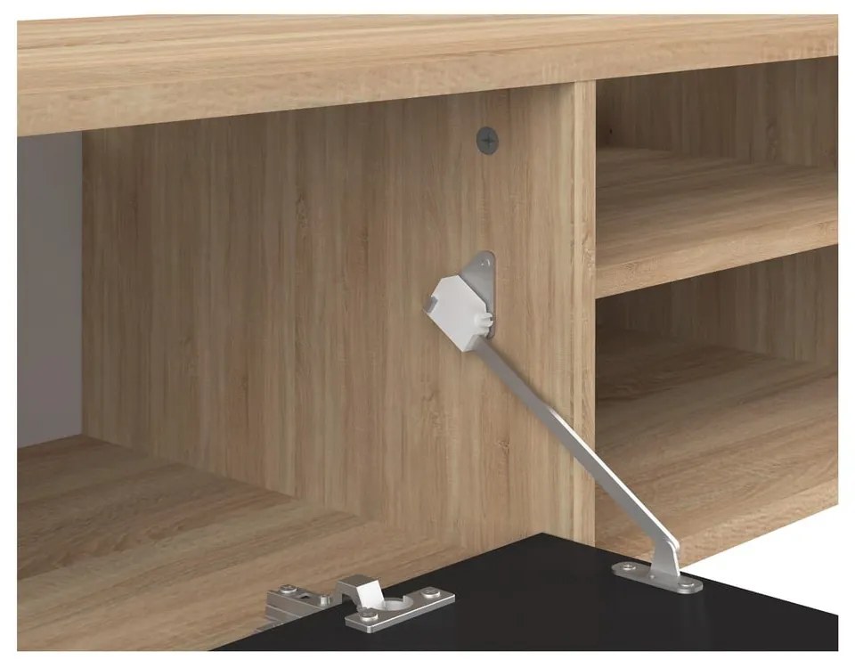 Fekete-natúr színű TV-állvány tölgyfa dekorral 165x40 cm Ampère – TemaHome