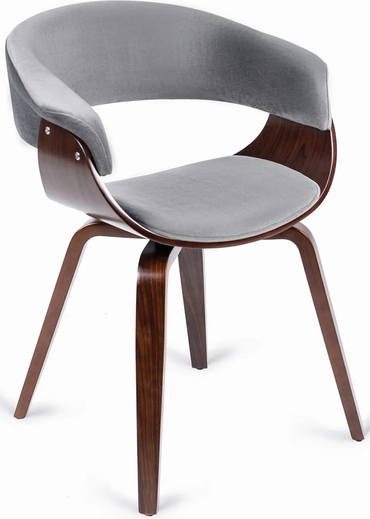 Szék szürke/dió színben, bársony kárpittal. GARY