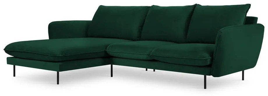 Sötétzöld bársony sarokkanapé (bal oldali) Vienna – Cosmopolitan Design