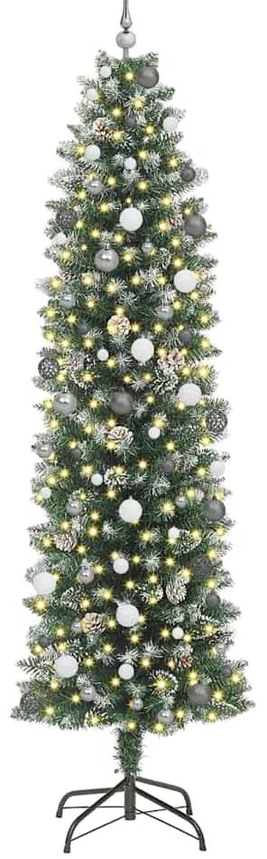 Mű Karcsú Karácsonyi Fa LED -es lámpákkal Zöld 240 cm PVC