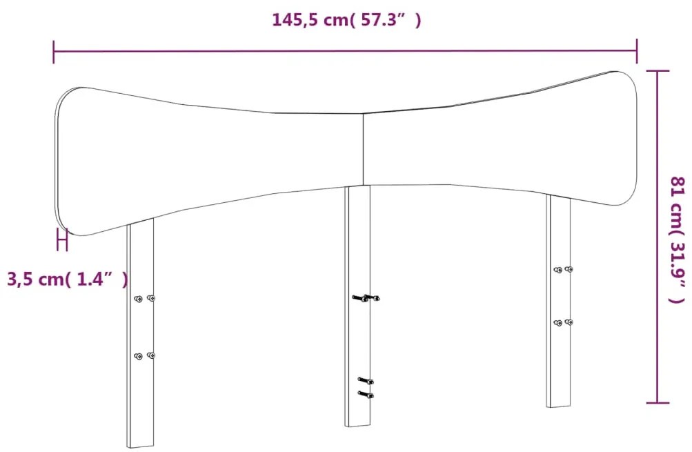 fehér tömör fenyőfa fejtámla 140 cm