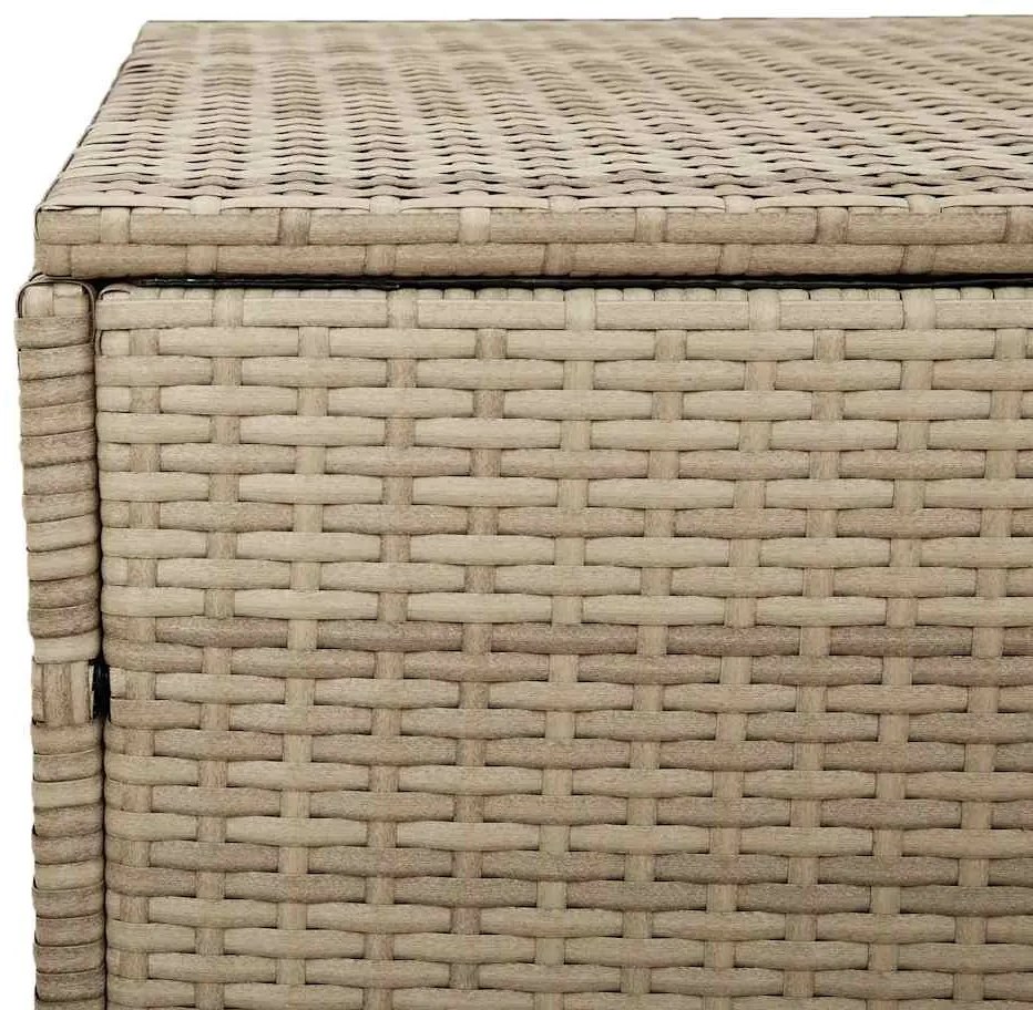 bézs polyrattan kerti tárolóláda 220x50x58 cm