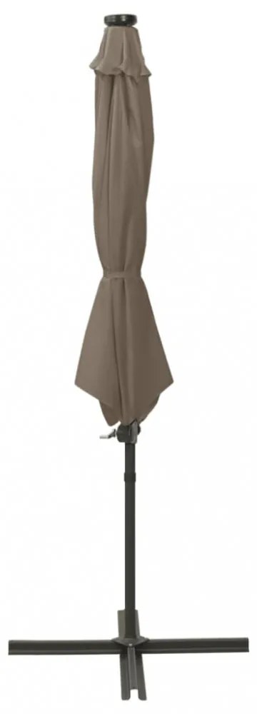 tópszínű konzolos napernyő rúddal és LED-fényekkel 300 cm