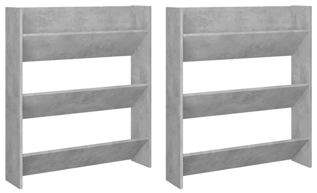 2 db betonszürke forgácslap fali cipősszekrény 80 x 18 x 90 cm