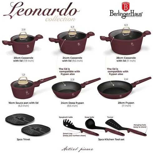 BerlingerHaus 15 részes edénykészlet Leonardo Collection(BH/8051NN)