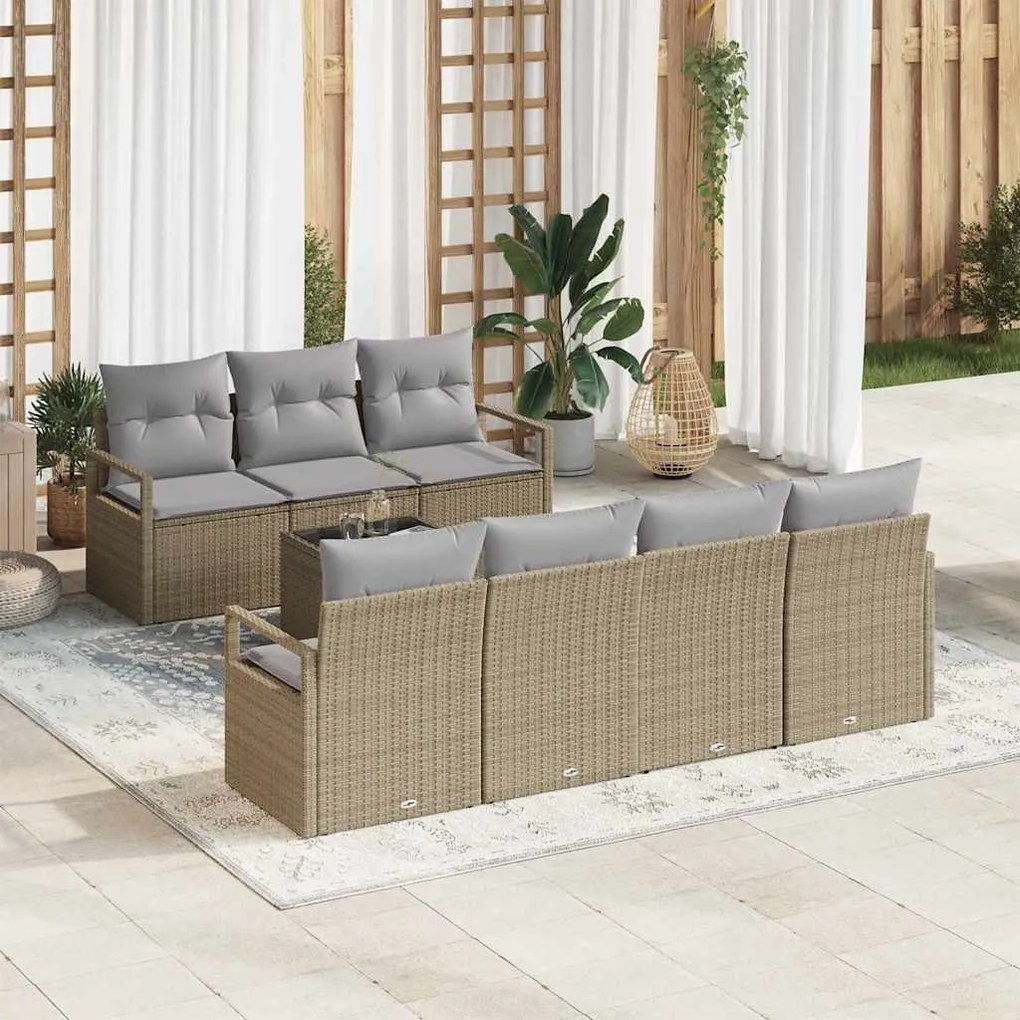 Kerti Kanapé Szett 8 pcs Barna és szürke 55 x 55 x 37 cm
