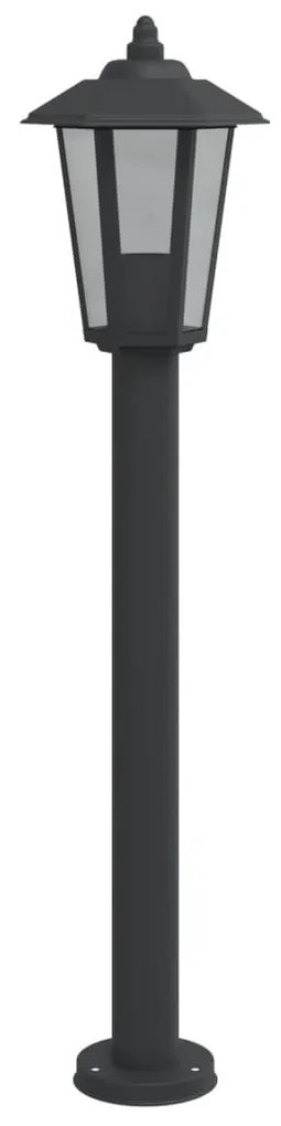 3 db fekete rozsdamentes acél kültéri állólámpa 80 cm