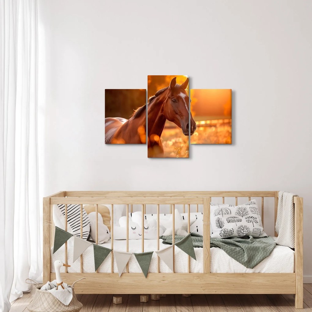 Kép - Ló a naplementében (90x60 cm)
