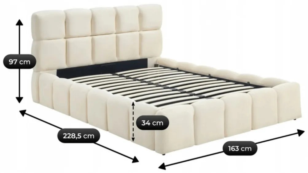 Krém Bársony Franciaágy Ágyneműtartóval. 140x200 MURACJA