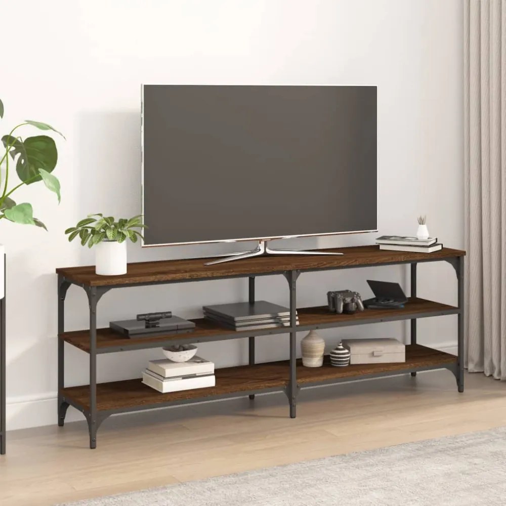 barna tölgy színű szerelt fa TV-szekrény 140 x 30 x 50 cm