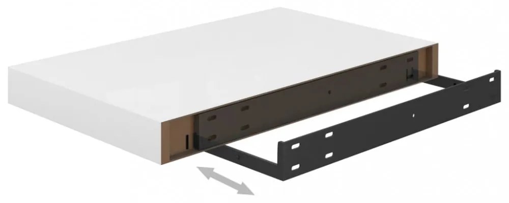 2 db magasfényű fehér MDF lebegő fali polc 40 x 23 x 3,8 cm