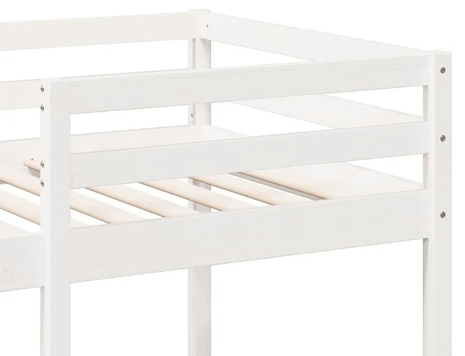 fehér tömör fenyő galériaágy-keret matrac nélkül 75 x 190 cm