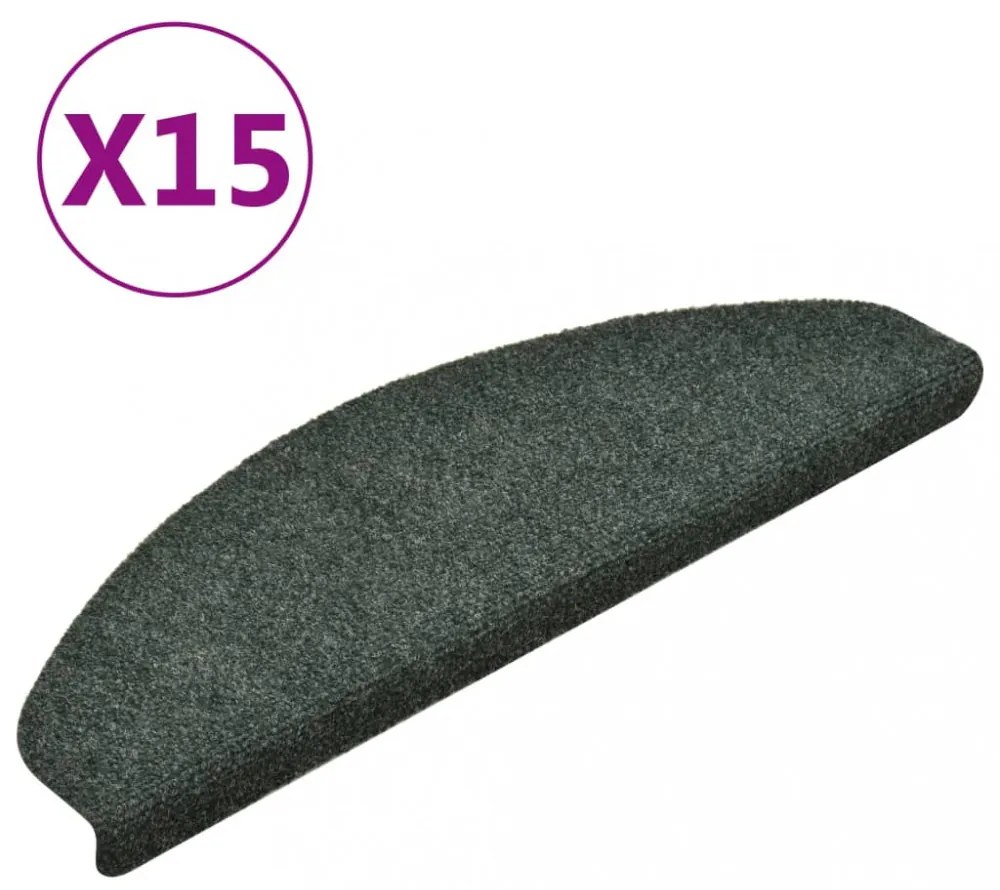 15 db zöld tűlyukasztott öntapadó lépcsőszőnyeg 65 x 21 x 4 cm