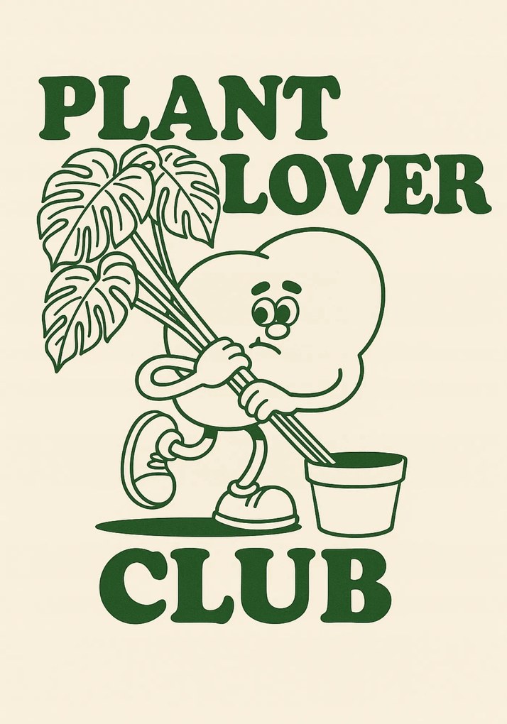 Poszter Plant Lover Club retro dekoráció a növények szerelmeseinek A4 21x30 cm