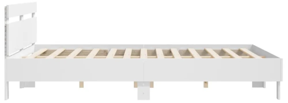 fehér ágykeret fejtámlával és LED-del 200 x 200 cm