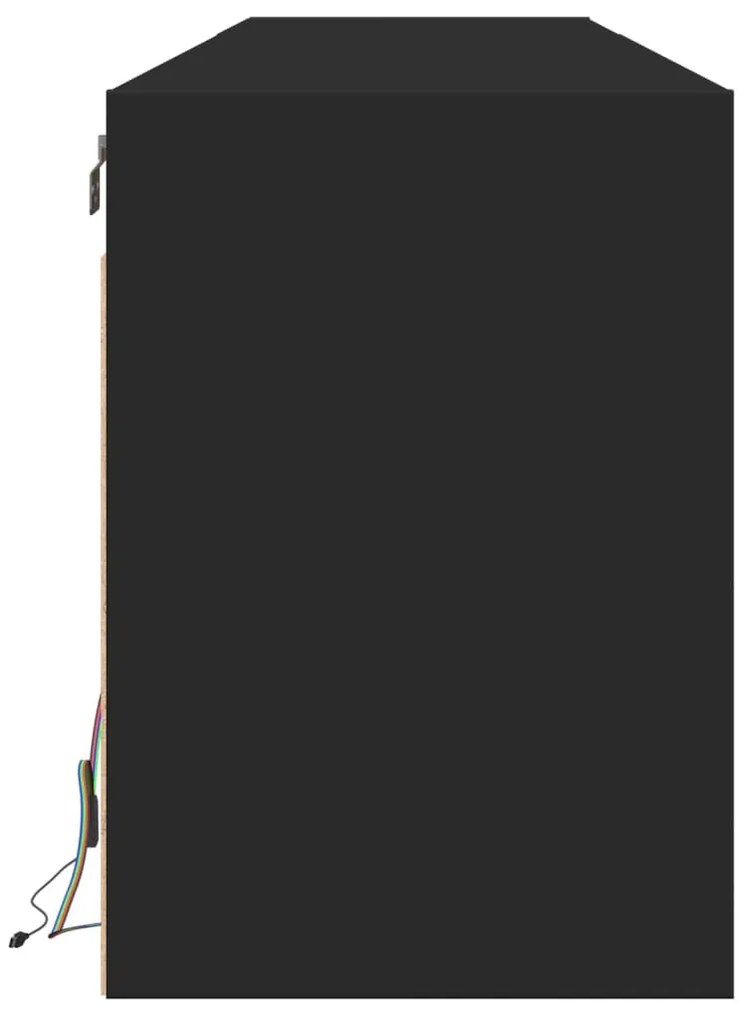 fekete falra szerelhető TV-szekrény LED-del 180 x 31 x 45 cm