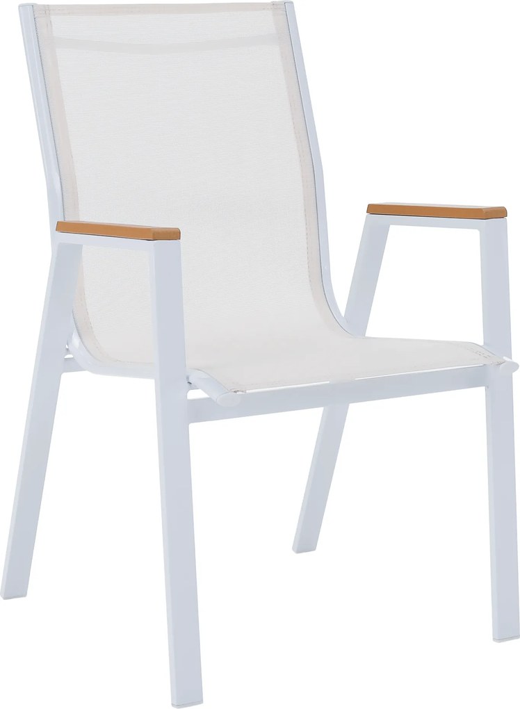 Kerti rakásolható szék, fehér acél/tölgy, BONTO