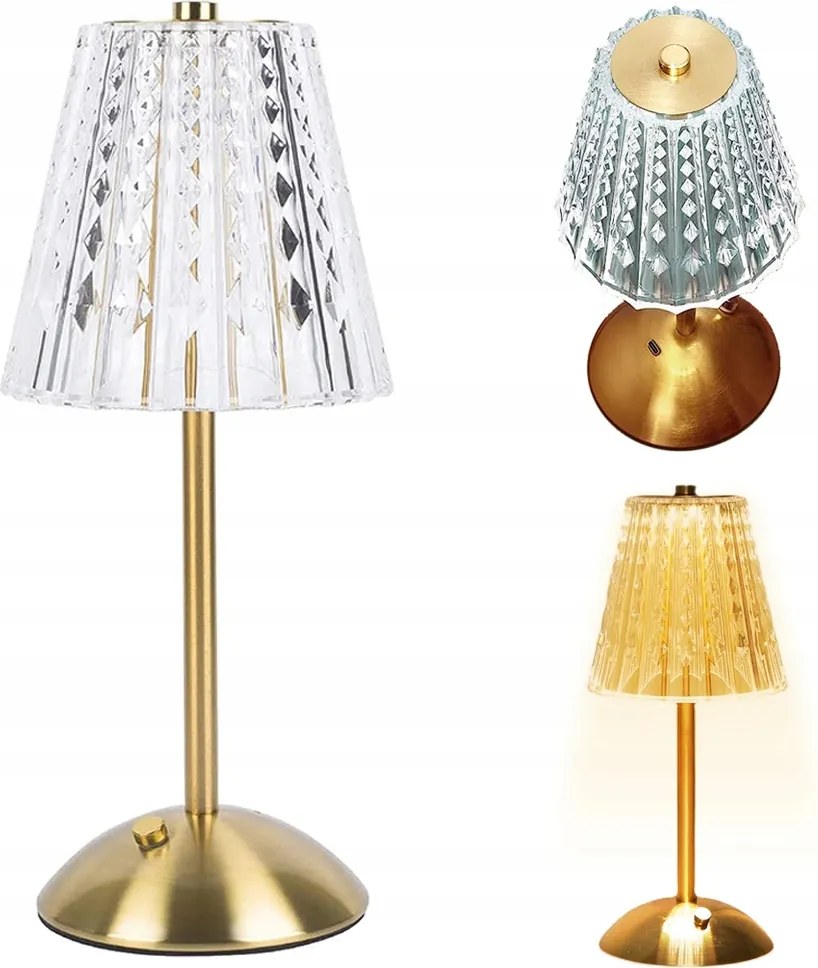 Led-es Éjszakai Kristály Lámpa 1200mAh 3 Szín Érintőképernyős