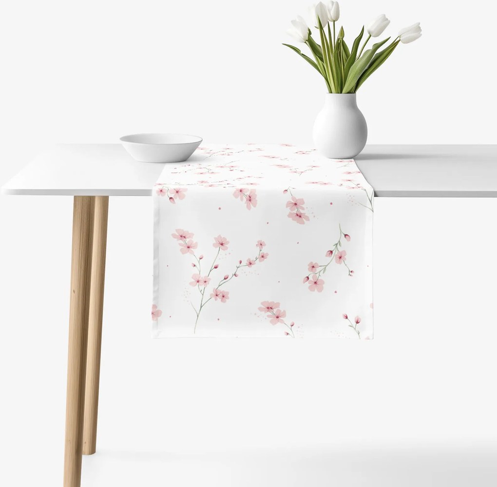 Goldea pamut asztali futó - cseresznyevirágok 35x140 cm